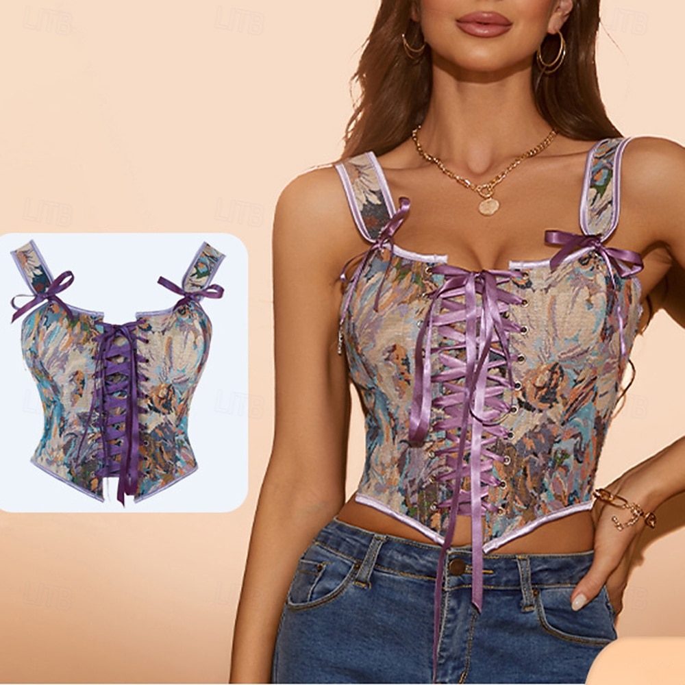 Rococo Overbuste korset Gemaskerd Bal Hoog korset Cosplay Jacquard Buikcontrole Push-up Jacquard Kostuum Dames Koninklijk Maskerade Feest Carnaval van Venetië Volwassenen Korset 2026 - $26.99 –P1
