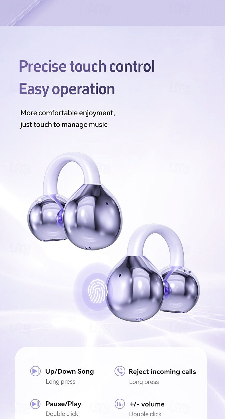 Fones de ouvido verdadeiramente sem fio M108 fones TWS com clipe de orelha Bluetooth 5.3 design ergonômico som estéreo surround para fitness academia e treino de 2025 por $39.99 –P14