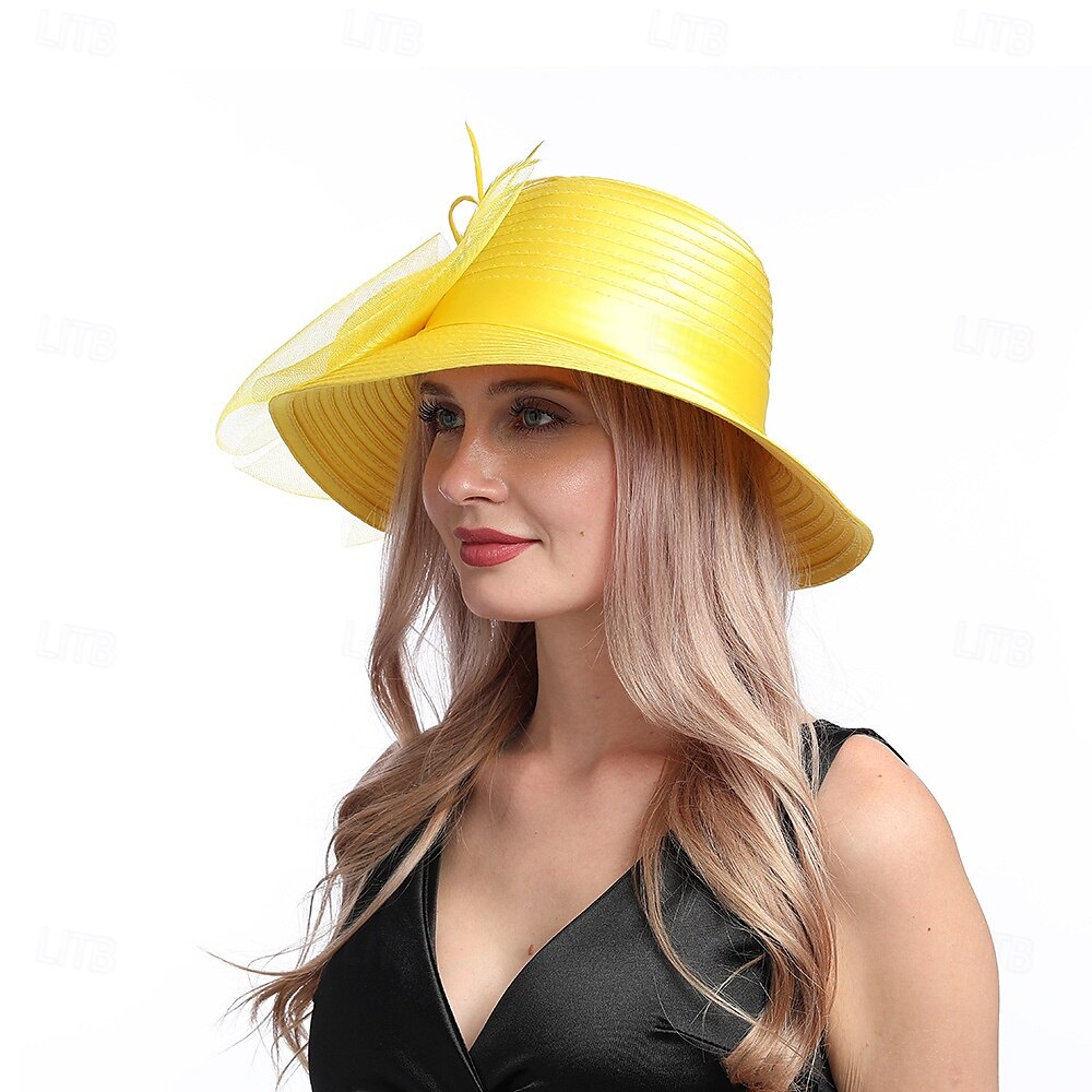 Hatter Organza Solhatt Ferie Te Fest Hesteveddeløp Cocktail Elegant Vintage Søt Med Blomster Hodepryd Hodeplagg 2025 - $31.99 –P27