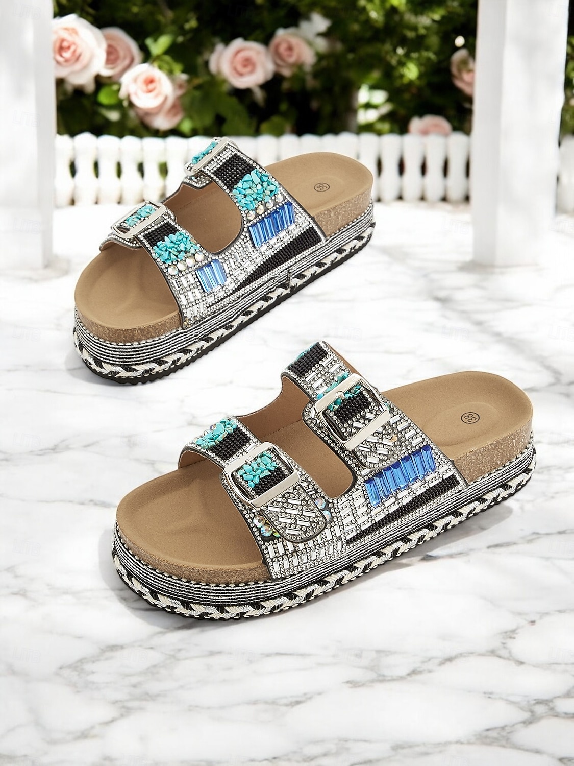 Sandales à plateforme perlées pour femmes – sandales à enfiler de style bohème pour la plage, les festivals et les sorties décontractées de 2026 ? $42.99 –P1
