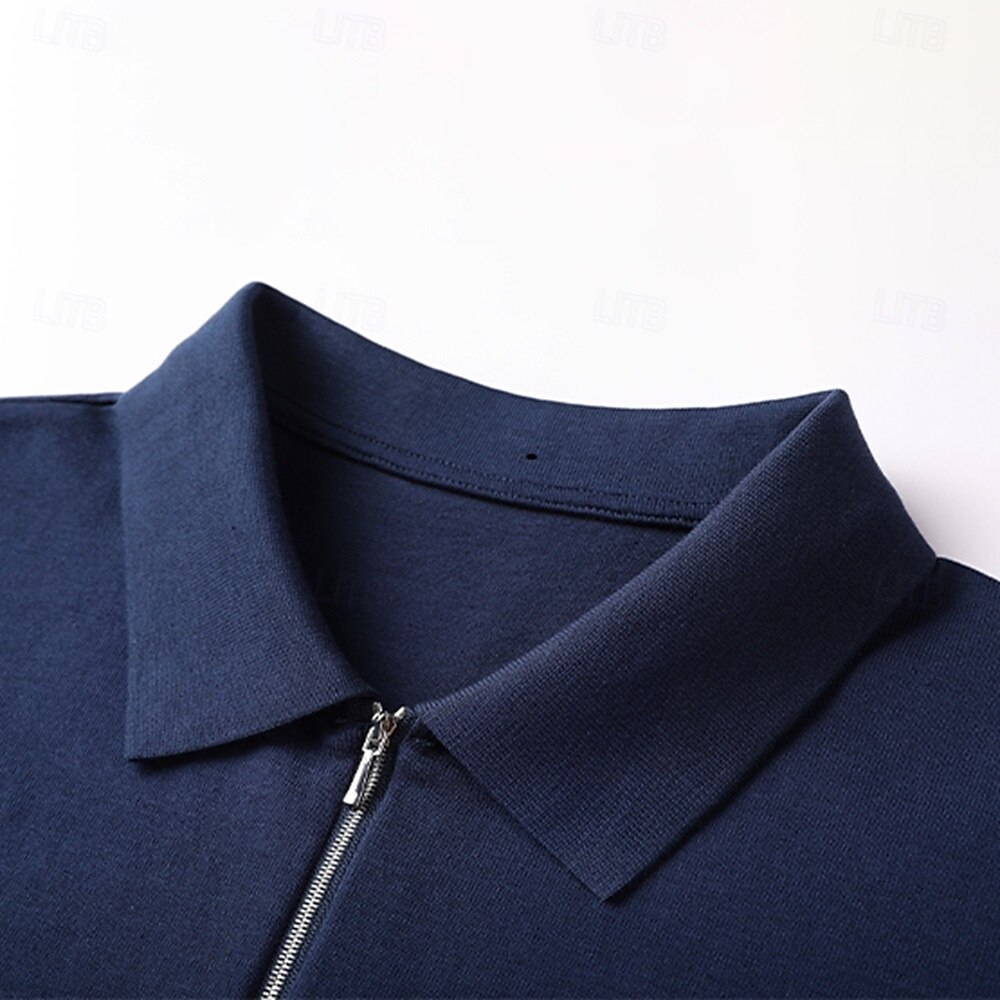 Men's Silk Linen Cotton Business Casual Half Zip Short Sleeve Basic Formal Solid Color Zipper Summer Black Dark Navy Sky Blue Dark Green Gray 2025 - $49.99 –P14