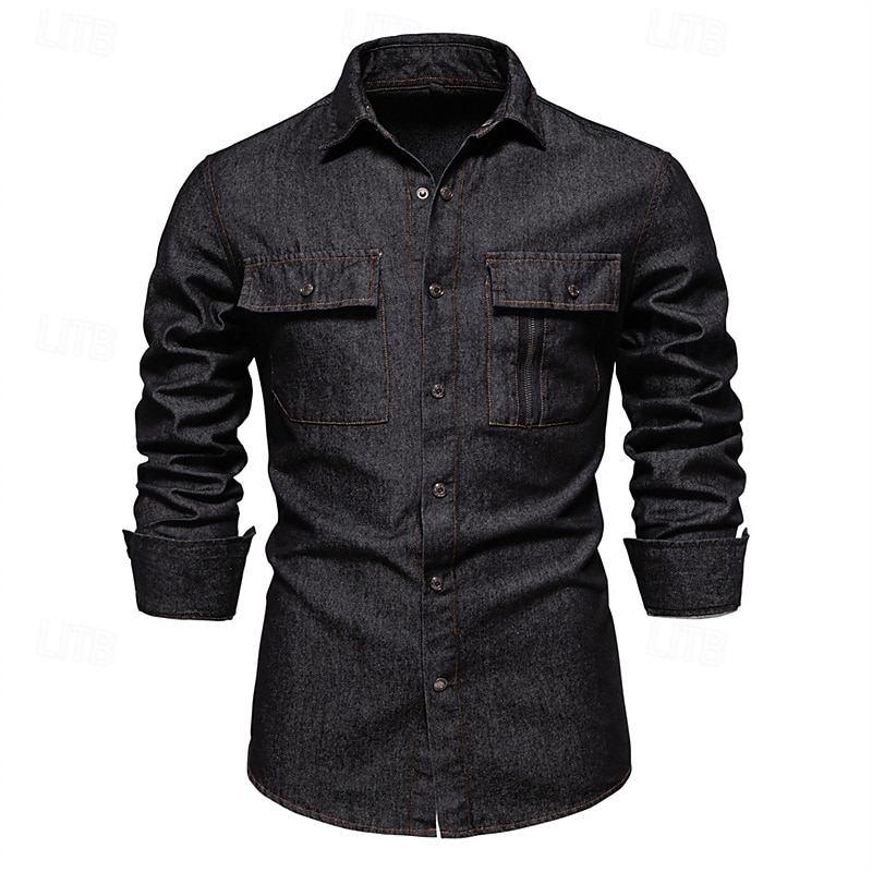 Herren Hemd Sommerhemd Freizeithemd Strandhemd Knopfhemd Schwarz Dunkelblau Leicht Blau Langarm Einfach Revers Urlaub Hawaiianisch Tasche Bekleidung 100% Baumwolle Mode Lässig Bequem 2025 - $47.99 –P5