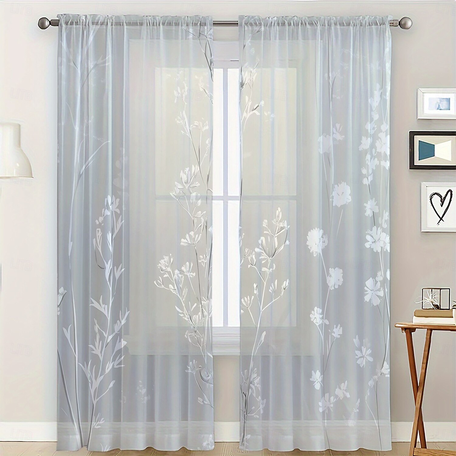 2-piece Set of Plant Floral Pattern Sheer Window Decoration, Screen Windows Can Be Used For Privacy Protection Room Decoration Bedrooms Kitchens 2025 - $22.99 –P2