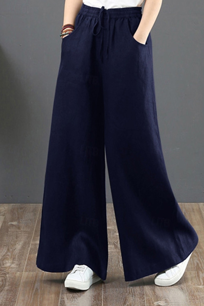 Women's Cotton Linen Shorts Linen-Inspired Pants Cotton Linen Pants Fashion Streetwear Full Length Natural Plain Pocket Elastic Drawstring Design Comfy Comfortable Street Going out Apricot Jacinth 2025 - $15.99 –P10