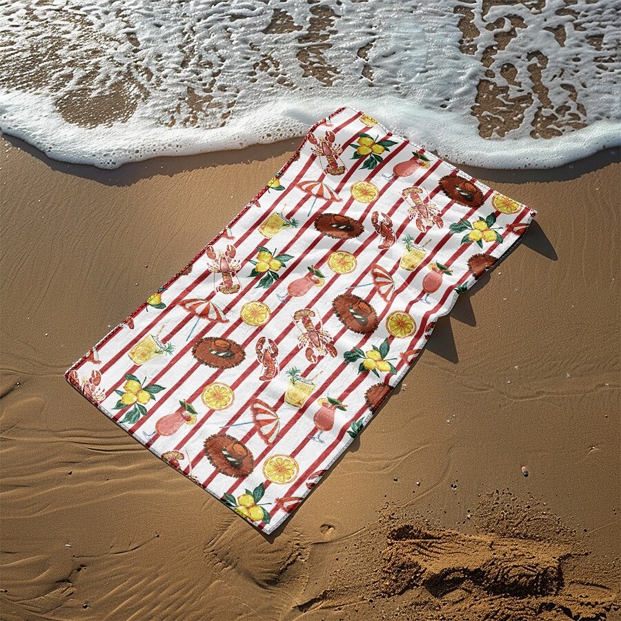 bedrucktes Strandtuch, leichte, schnelltrocknende, sandfreie Stranddecke, ideal für Reisen, Pool und den Einsatz im Freien 2025 - $10.99 –P27