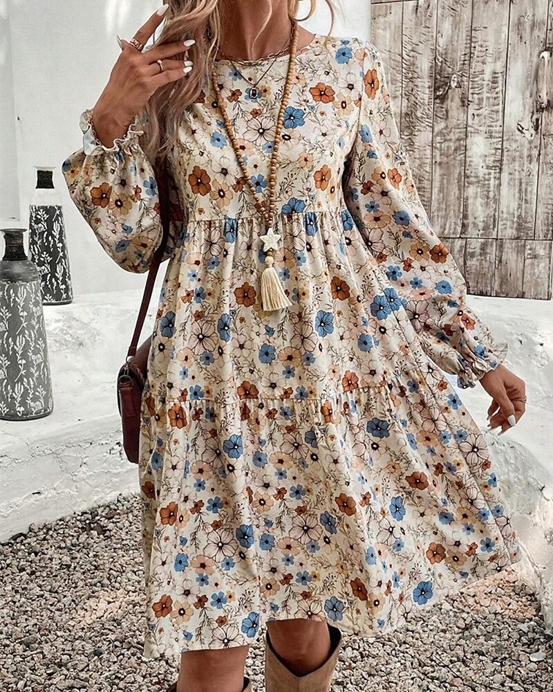 Femmes Mini Robe Robe Décontractée Robe Fleurie Robe d'été Élégant Mode Manches Bouffantes Extérieur Fête Date Coupe régulière Fleur Sans manches Col ras du cou Abricot Été Printemps de 2025 ? $25.99 –P1
