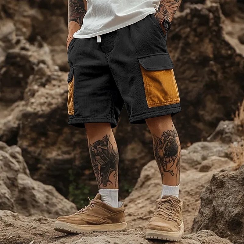 Men's Cargo Shorts Camping Shorts Casual Shorts Hiking Shorts Corduroy Shorts Drawstring Elastic Waist Multi Pocket Color Block Plain Comfort Soft Knee Length Outdoor Casual Daily Fashion Streetwear 2026 - $22.99 –P6