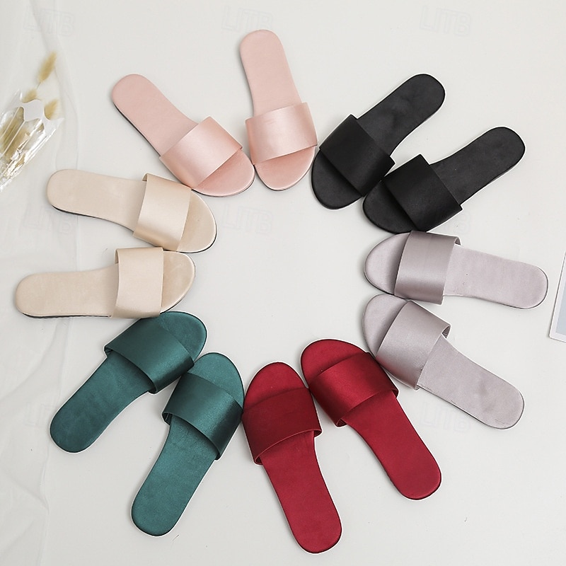 Women Satin Slide Flat Open Toe Soft Slip on Silky Slide Sandal House Slipper 2025 - $16.99 –P8