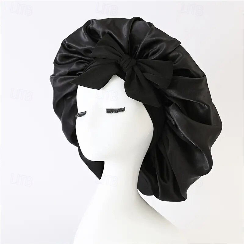 3pcs Eye Mask Hair Band Shower Cap Combo Satin Simulated Silk Elastic Flutter Band Round Cap Shower Cap Bow Shower Cap Anti Fall Sleep Cap Hair Care Cap 2025 - $12.49 –P6