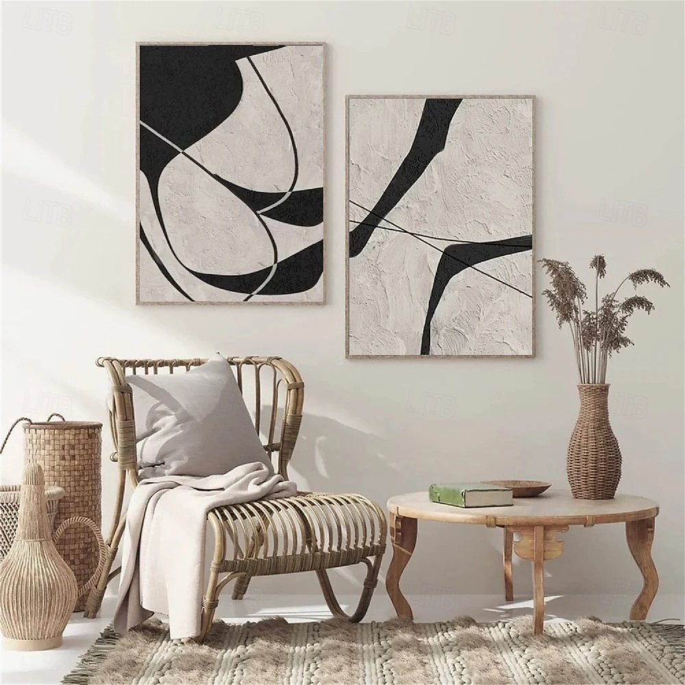 Ölgemälde handgemachte Ölgemälde Wabi Sabi Wandkunst 2er Set beige abstrakte Malerei auf Leinwand ein Paar beige Textur Wandkunst neutral abstrakte Wandkunst Boho Wanddekoration 2025 - $77.99 –P3