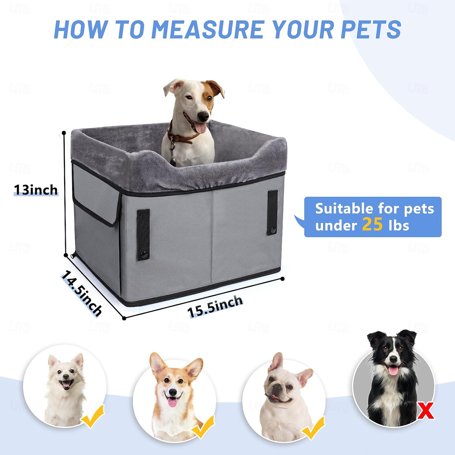 Portable Pet Booster Seat Dog Car Seat for Small Dogs with 2 Clip-On Safety Leashes and Adjustable Straps 2025 - $55.99 –P5