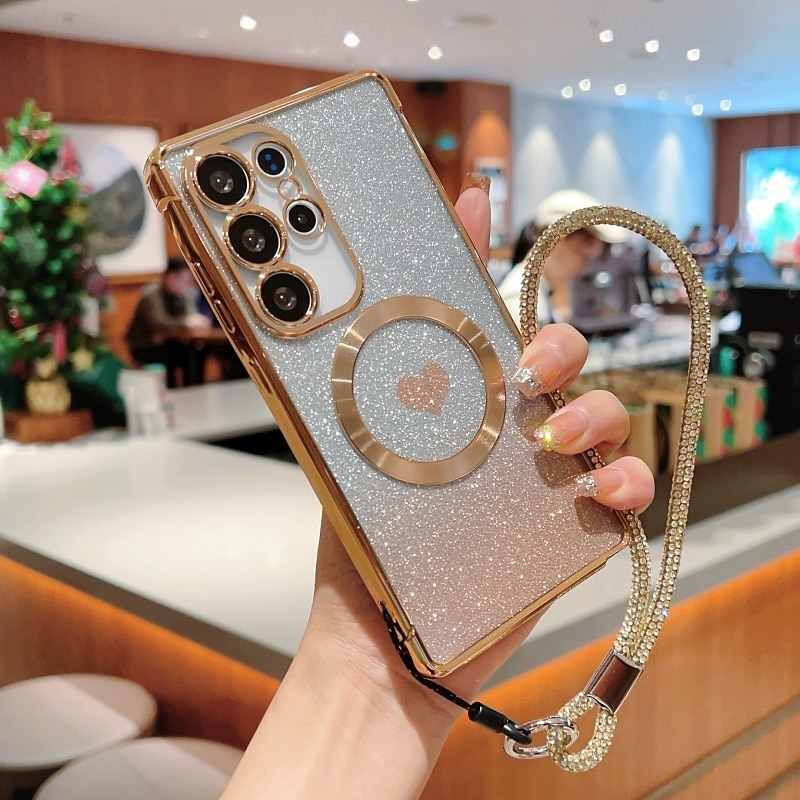téléphone Coque Pour Samsung Galaxy S24 S23 S22 S21 Ultra Plus S25 S25 Plus S25 Ultra Coque Arrière avec Support Magnétique Supporte la Charge Sans Fil Rétro TPU Placage de 2025 ? $23.99 –P3