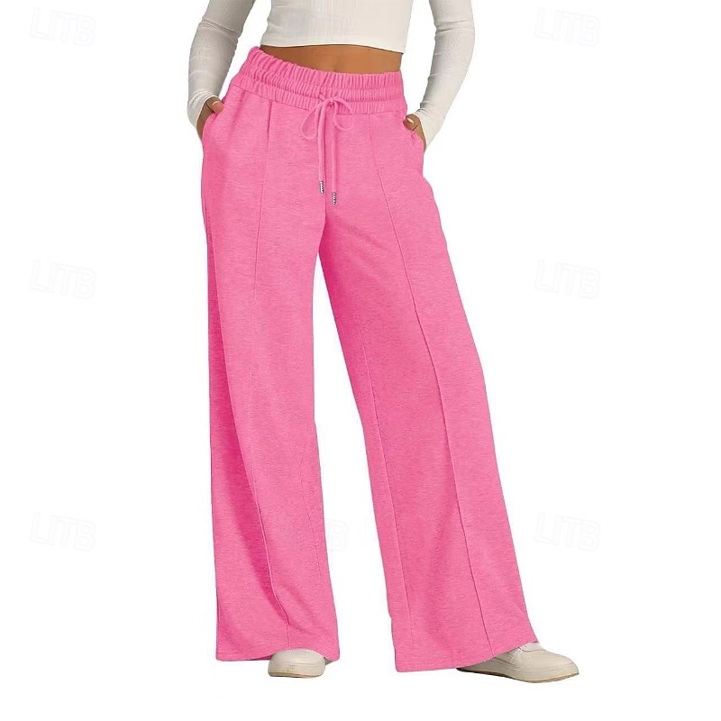 Dam Trosor Byxor Streetwear Ledigt Fullängd Naturlig Slät Ficka Elastisk dragsko-design Bekväm Utomhus Gata Utekväll Magenta Aprikos Mörkbrun Svart Sommar Normal 2025 - $19.99 –P16