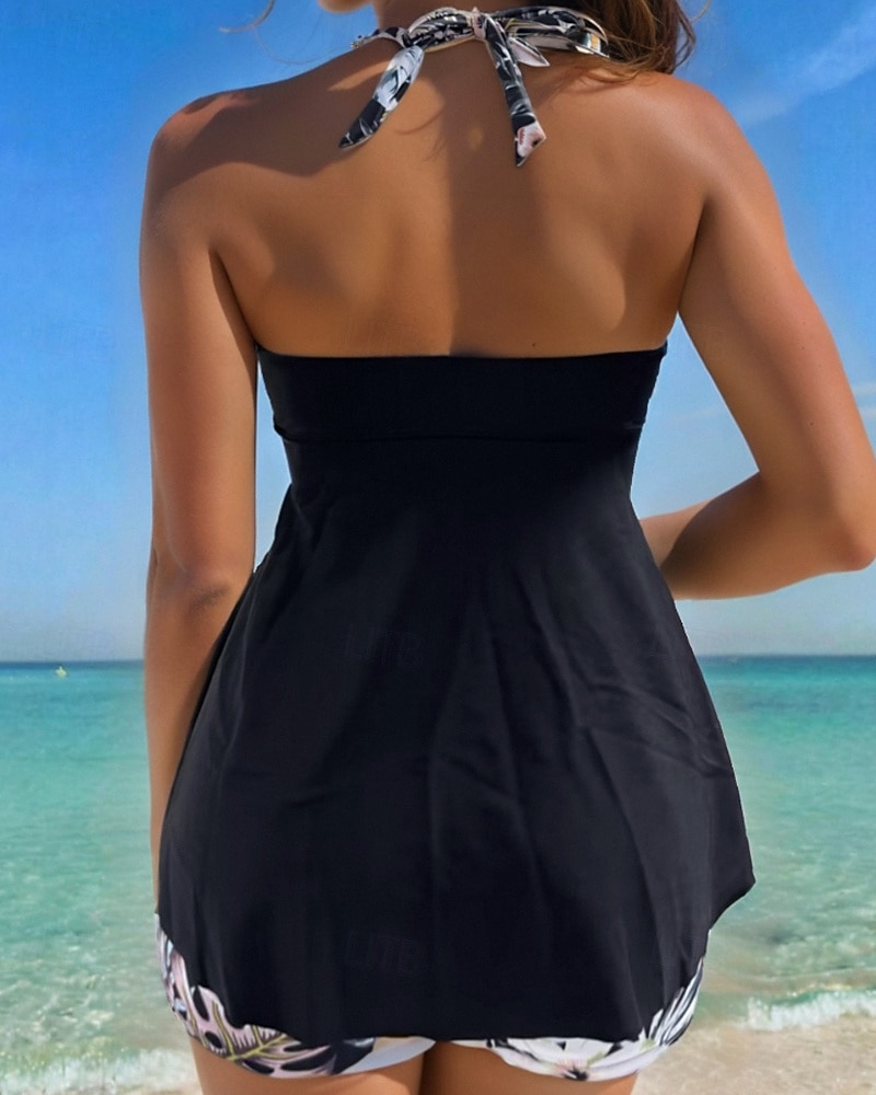 Dam Badkläder Bikini 2 st Baddräkt Lappverk Tropisk Standkläder Blomma Halterneck Ärmlös Baddräkter 2025 - $23.99 –P6
