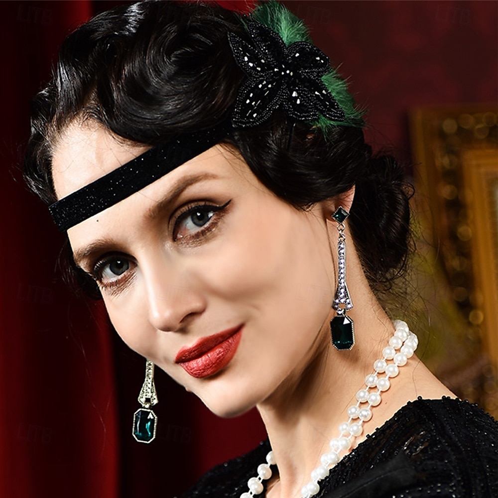Den store Gatsby Flapperpannebånd i 1920-stil Den store Gatsby Kontor / Bedrift Glitrende glitter Krystall / Rhinstein Dame Karneval Maskerade Tilbake til Skolen Festkveldsklær Maskerade Festival 2025 - $20.99 –P5