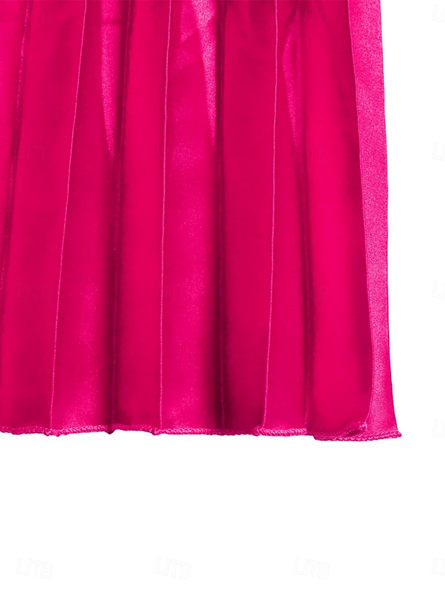 Jupe femme jupe maxi jupe en A couleur unie swing mode décontractée maxi taille haute jupes plain plissées micro-élastique rue quotidienne fuchsia été polyester de 2025 ? $34.99 –P7