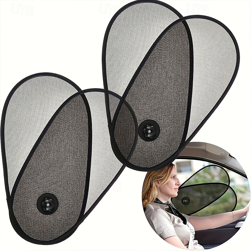 Protector solar para ventanas laterales de automóvil ajustable y retráctil con rotación protección UV y aislamiento térmico cortina universal para vehículos para anti-reflejo de día/noche 2025 - $24.99 –P4