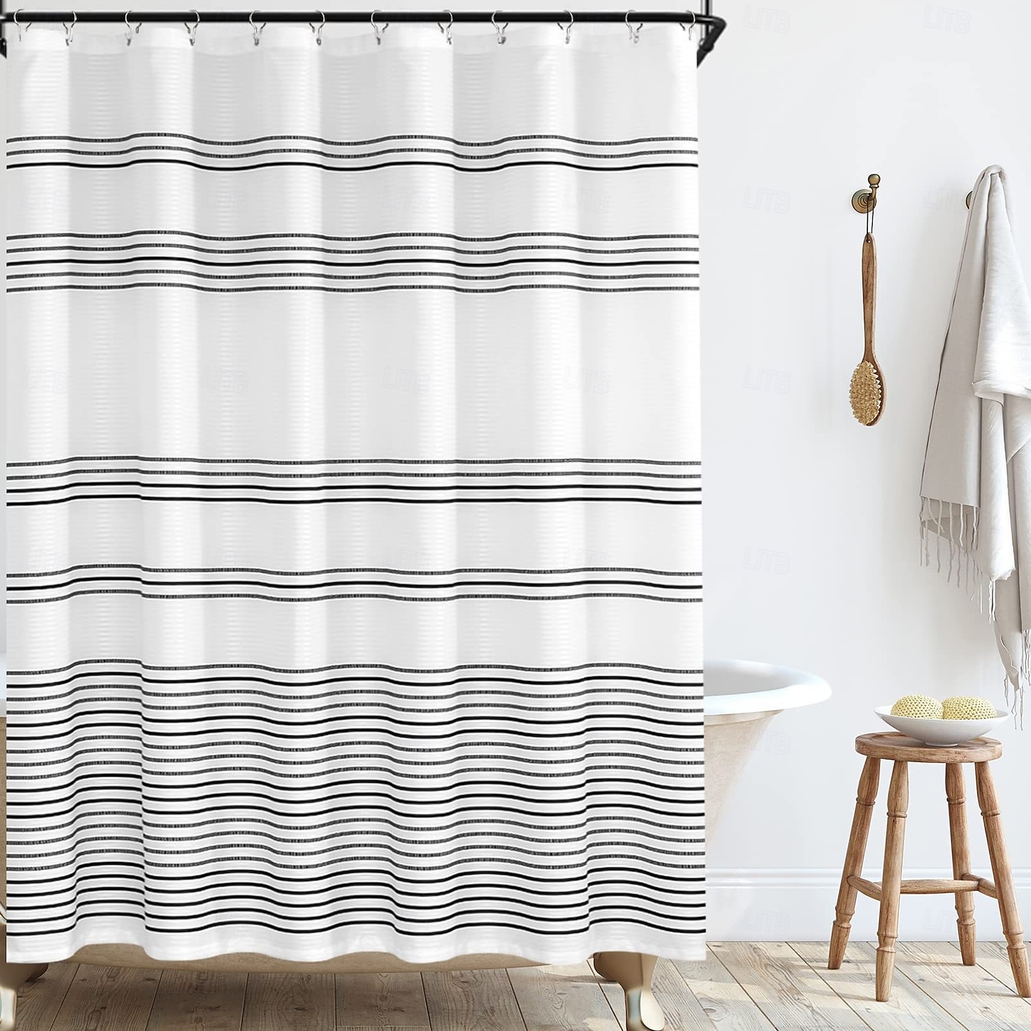 Shower Curtain 180cm*180cm(70"*70") Modern Farmhouse Color Striped Waterproof Fabric Shower Curtains for Bathroom with 12 Hooks Machine Washable 2025 - $19.99 –P1
