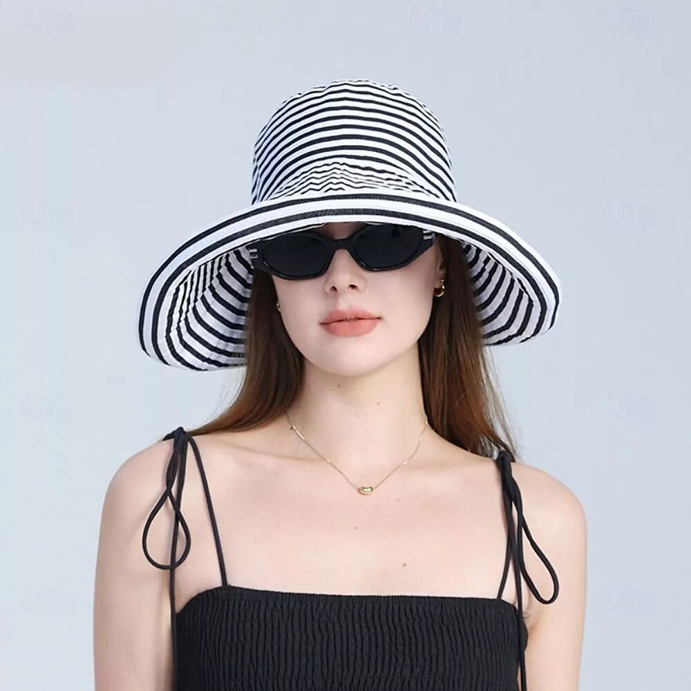 solhatt for kvinner bred brem sommer upf50 uv-beskyttelsesstripe lett fottur utendørs caps 2025 - $16.99 –P12