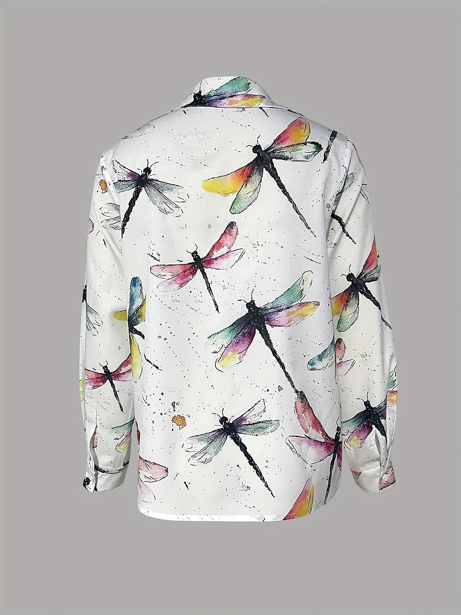 Camicia da donna a maniche lunghe con bottoni camicetta grafica animale casual colletto regolare top da lavoro quotidiano bottone stampa bianca estate primavera autunno del 2025 a $32.99 –P2