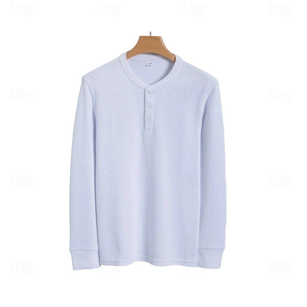 Homens Camiseta Manga Longa Cor Única Neutra Diário Casual Abotoar Henley Escola Casa Trabalho Todas as Estações Verde Escuro Cinzento Escuro Preto Camiseta Henley de 2025 por $27.99 –P13