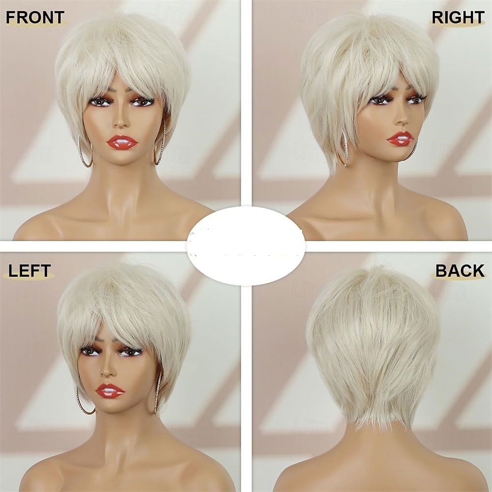 Short Blonde Wigs for White Women with Bangs Pixie Cut Straight Synthetic Replacement Wigs 2026 - $25.99 –P4