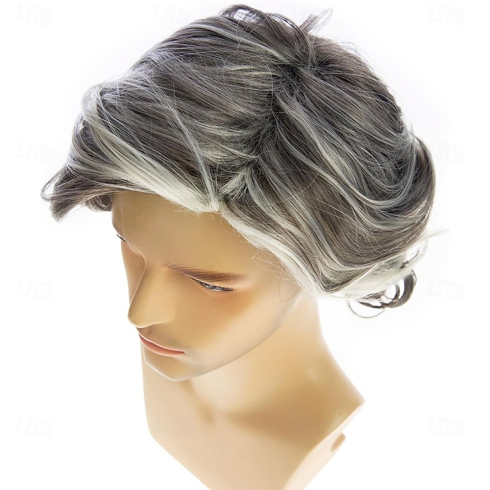2026年 メンズ グレーウィッグ ショート カーリー グレー レイヤードウィッグ ハロウィン コスプレ アニメ コスチューム パーティー  コレクション – $25.99 –P5