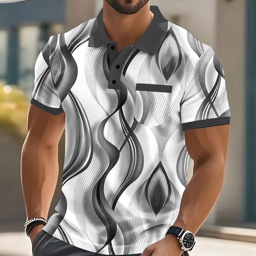 Per uomo Astratto Geometrico Polo Manica Corta Magliette polo Camicie con Colletto Business Casual All'aperto Athleisure Abbigliamento quotidiano Bottoni Tasca Stampa 3D Estate Blu Viola Verde del 2025 a $20.99 –P4