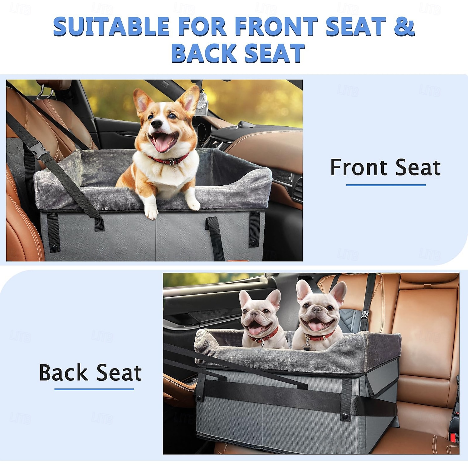 Portable Pet Booster Seat Dog Car Seat for Small Dogs with 2 Clip-On Safety Leashes and Adjustable Straps 2025 - $55.99 –P11