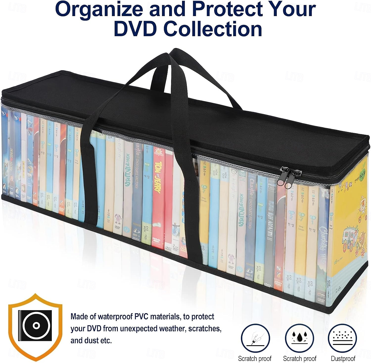 Lot de 2 sacs de rangement pour CD, étuis, supports de boîtiers DVD, sacs de transport de disques vinyles avec poignées, organisateur de stockage multimédia pour DVD/CD/jeux vidéo, disques Blu-ray de 2025 ? $13.99 –P3