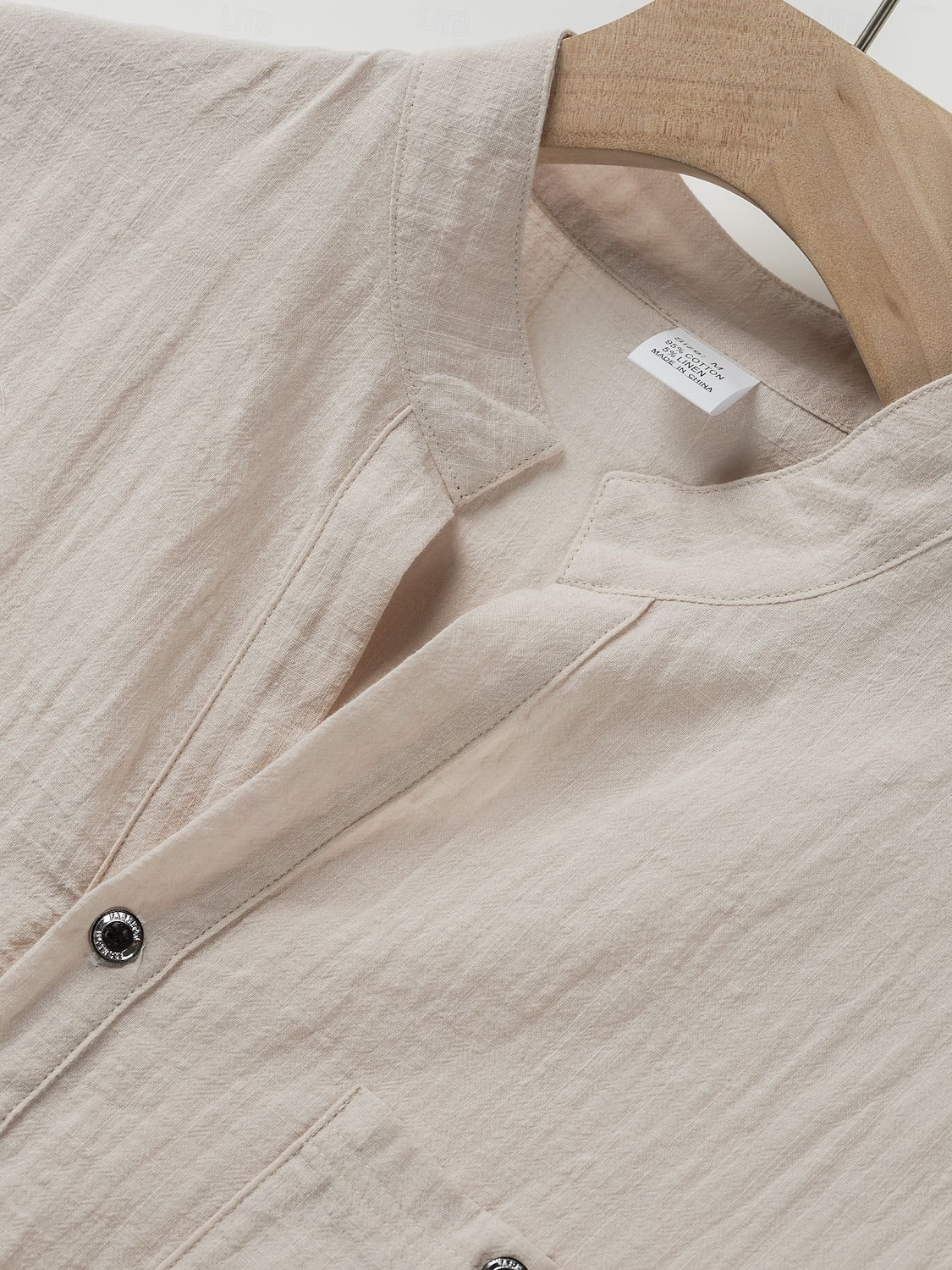 Homme Chemise en lin Chemise popover Chemise Décontractée Chemise Boutonnée Uni Vacances Rue Blanche Jaune Rose dragée Abricot Manche Courte Band Collar Printemps & Été Vêtement Tenue Avec Poches de 2025 ? $21.99 –P4
