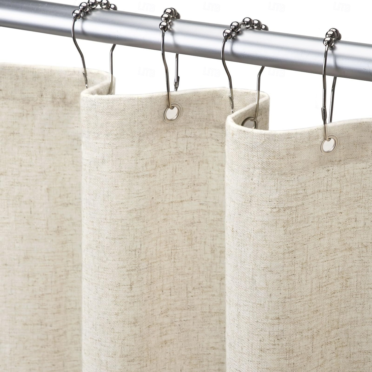 Linen Feel Shower Curtain with 12 Hooks Beige Boho Farmhouse Shower Curtains for Bathroom Natural Cloth Cotton Fabric Liner 2025 - $30.99 –P4