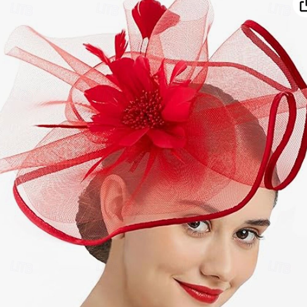 Tea Party Fascinator Hats for Womens 50s Floral Feather  display picture 2