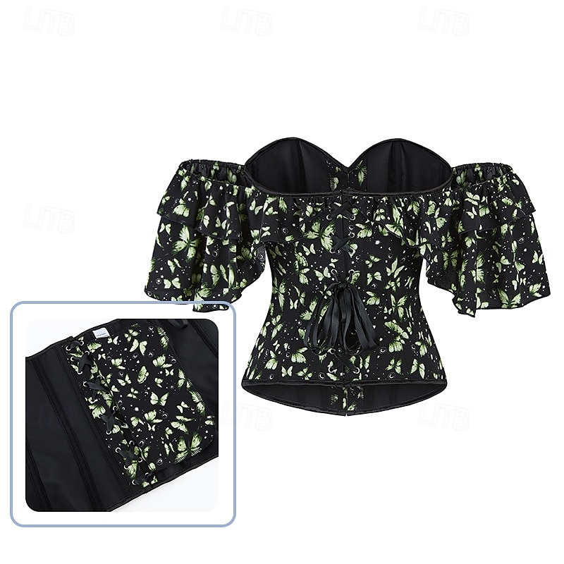 Rococò Completo Mascherata Corsetto Overbust Cosplay Jacquard Controllo della Pancia Push-Up Jacquard Costume Per donna Reale Mascherata Feste Carnevale di Venezia Adulti Corsetto del 2025 a $26.99 –P2