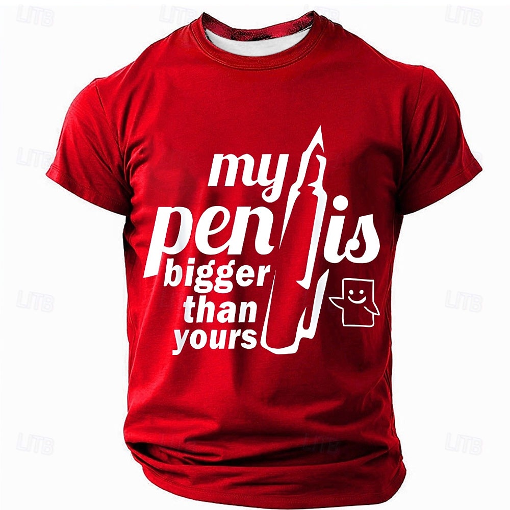 Herren Humor für Erwachsene T Shirt Kurzarm T-Shirt 3D-Druck Rundhalsausschnitt Hemd Mode Täglich Basic Straße Lässig Täglich Schwarz Rote Blau Sommer Frühling Ganzjahres Bekleidung S M L XL XXL XXXL 2025 - $17.99 –P2