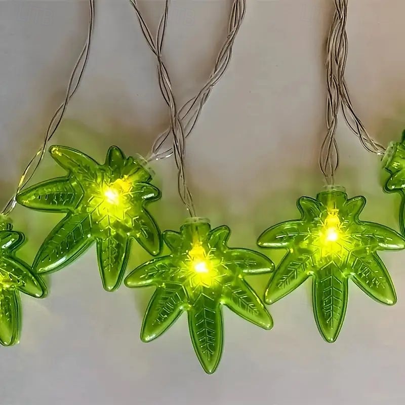 Catena luminosa a forma di foglia verde a LED, 1,5 m, 10 LED, alimentata a batteria, per Natale, San Valentino, camera da letto, festa, matrimonio, ringraziamento, festa della mamma, decorazione del 2025 a $9.49 –P5
