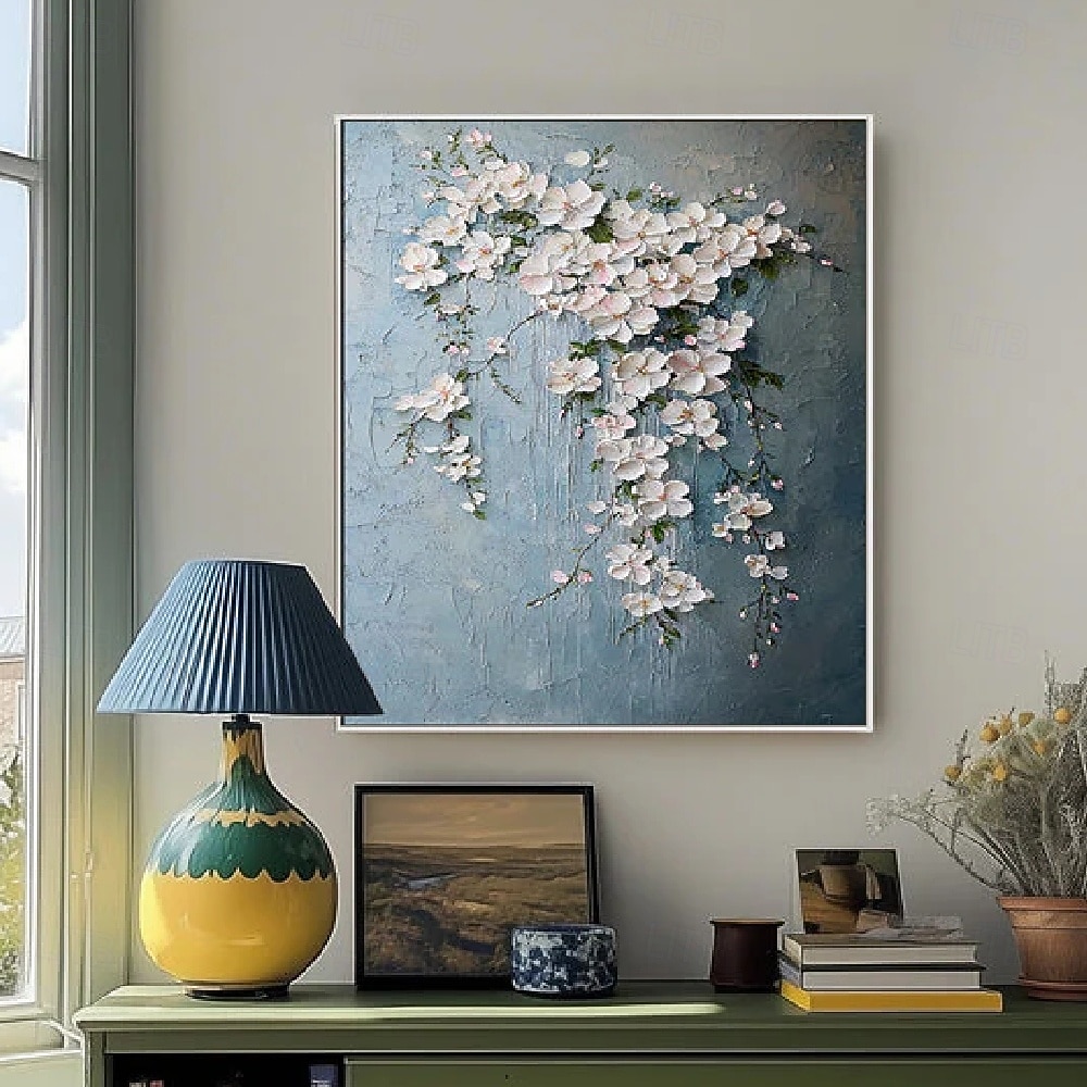 Peinture à l'huile de fleurs peintes à la main, peinture de fleurs sauvages, texture 3D faite à la main, peinture de fleurs en fleurs, toile de très grande taille, peinture de flore, art mural, de 2025 ? $85.99 –P1