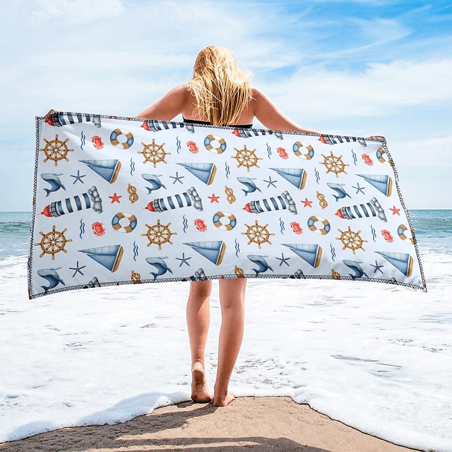 מגבת חוף מודפסת, שמיכת חוף קלת משקל נטולת חול, אידיאלית לנסיעות, בריכה ושימוש חיצוני 2025 - $10.99 –P10