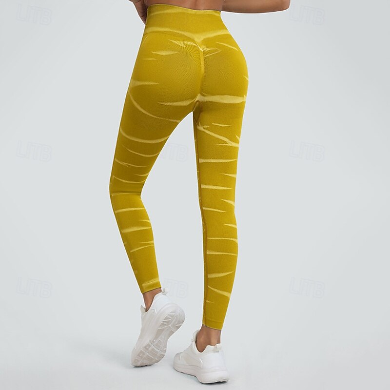 Women's Yoga Pants Yoga Leggings Elastic Waistband Tummy Control Butt Lift Yoga Gym Workout Pilates Pants Tie Dye Yellow Red Blue Fall Sports Activewear Stretchy Slim 2025 - $25.99 –P8