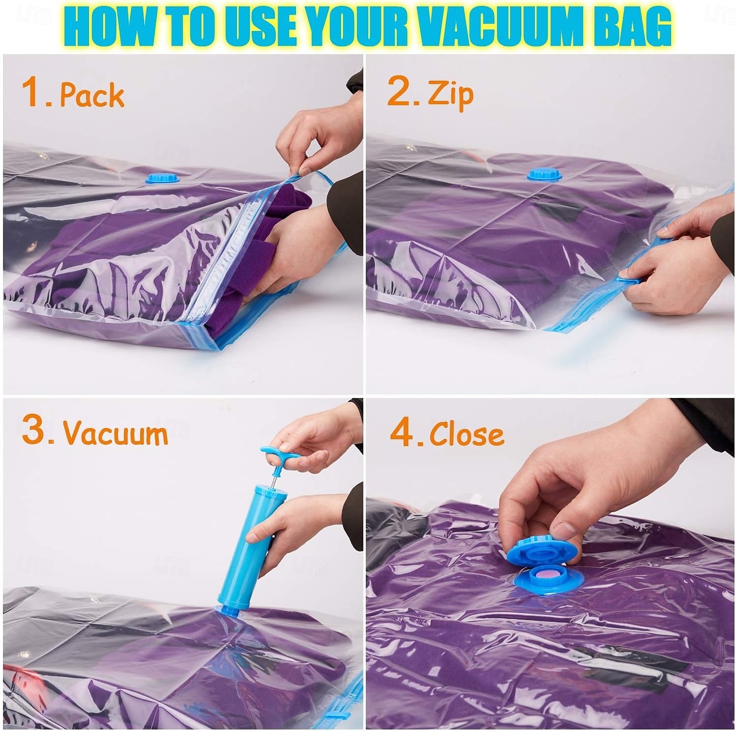Lot de 18 sacs de compression sous vide réutilisables pour vêtements, couettes, oreillers, sacs de voyage de 2025 ? $30.99 –P6