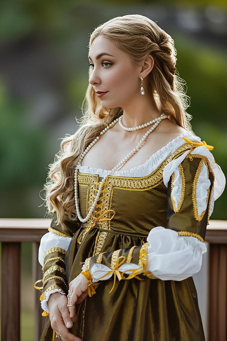 Mittelalterlich Renaissance Kleid Abschlussballkleider Abendkleid Wikinger Keltischer Ritter Kostüm Damen königlich Halloween Karneval Maskerade Leistung LARP Renaissance-Messe Erwachsene Kleid 2026 - $169.99 –P4