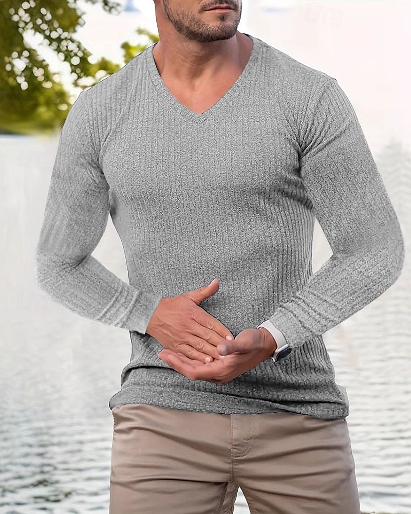 Pánské Tričko Tričko Henley Trička Tričko s krátkým rukávem Dlouhý rukáv Do V Jaro & podzim Bez vzoru Módní Designové Základní Jednoduchý Dovolená ulice Jdeme ven Černá Růžová Světle modrá Top tričko 2025 - $15.99 –P3