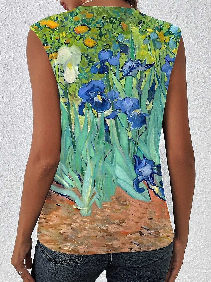 Dam Skjorta Blus Löv Katt Vintage Tropisk Stylish Ärmlös Axelband Vanliga toppar Dagligen Mönster Gul Ljusgrön Blå Orange Grön Sommar Vår 2025 - $17.99 –P2