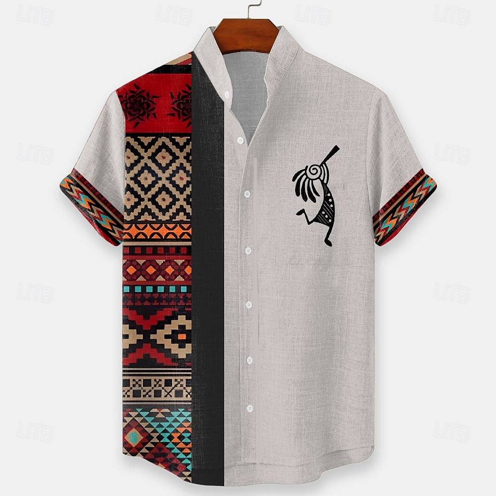 Homme Géométrique Aztèque Ethnique Chemise Chemise Boutonnée Chemise à col montant Manche Courte Vintage Rétro Vacances Tenue Quotidienne Tenue de plage Été Printemps Col mandarin Impression 3D de 2026 ? $25.99 –P4