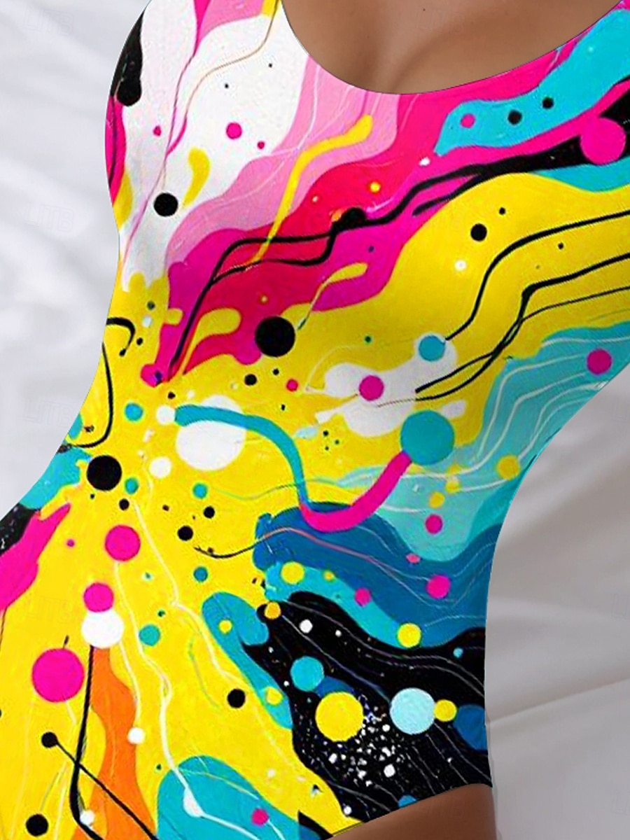 Maillots de bain femme Maillot de bain une pièce Vêtement de plage Été Graphique Géométrique Col en U Sans manches Maillots de bain de 2025 ? $32.99 –P3
