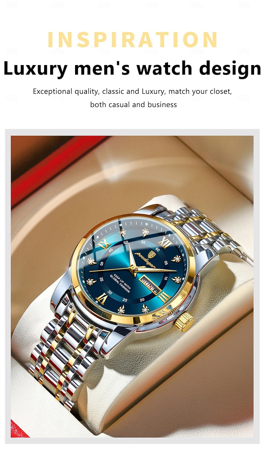 Роскошные брендовые Мужские часы Водонепроницаемые Светящийся Дата неделя Мужские кварцевые наручные часы Стальные Модные спортивные часы 2026 - $31.99 –P1