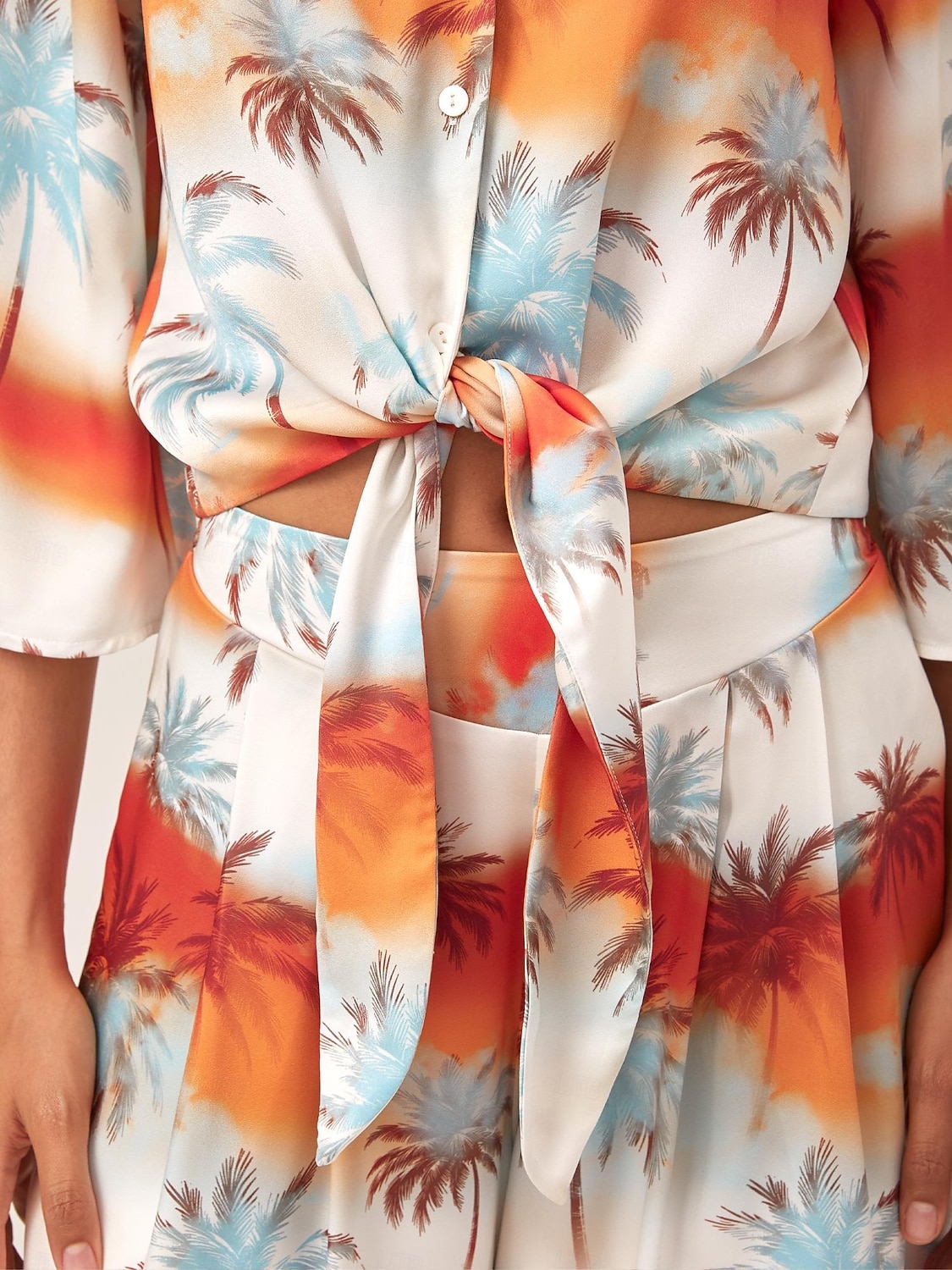 ensemble haut court à col cubain fleuri et pantalon large de 2025 ? $78.99 –P3