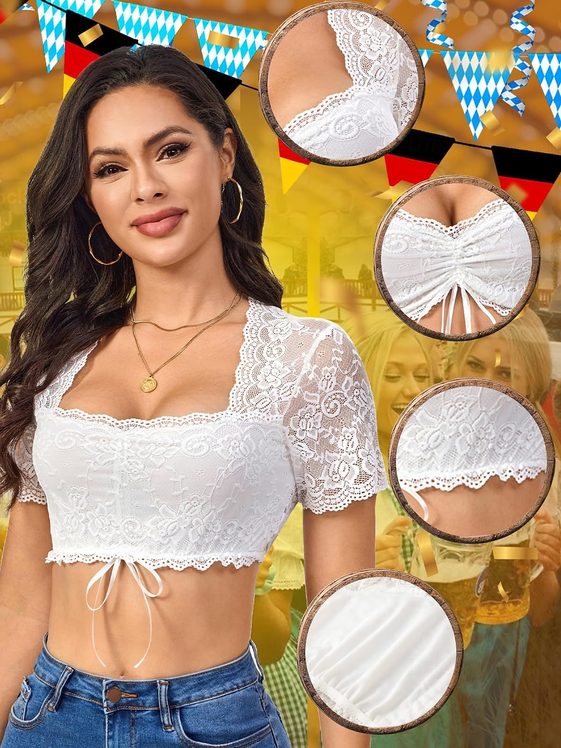 Festival Internacional de Cerveja Oktoberfest Blusa Dirndl Oktoberfest / Cerveja Bávaro Viena prados Mulheres Pano de Estilo Tradicional de 2026 por $24.99 –P3
