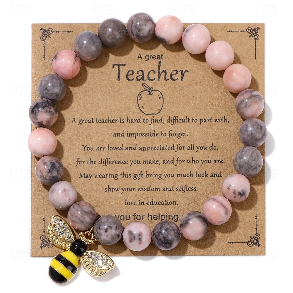 Pulseira de agradecimento ao professor, linda pulseira de argila ploymer feita à mão, amor, ensino, inspiração, carta, pulseira elástica com contas para mulheres, joias de volta às aulas, presente de de 2025 por $12.99 –P6