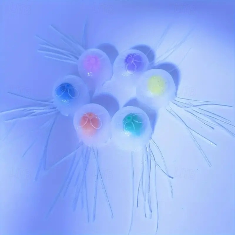 6-Piece Set of Realistic Silicone Jellyfish Aquarium Decoration - bright Fluorescent Floating Jellyfish Simulated Artificial Coral reef Ornament 2025 - $18.49 –P2
